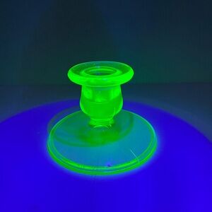 Pristine Vintage 2.5” Uranium Glass Candle Stick Holder